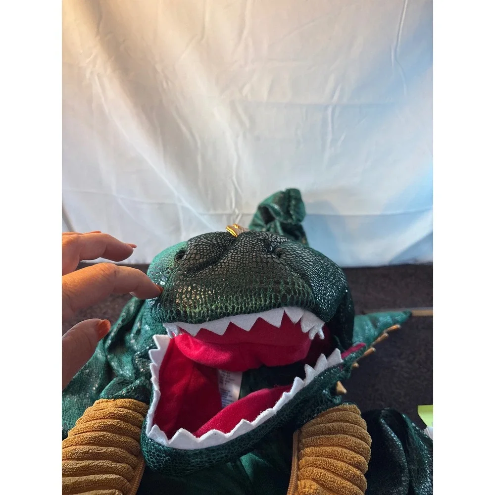 Dream Play Imagine Green Dragon Costume Kids Size 4T Metallic Scaly Jumpsuit